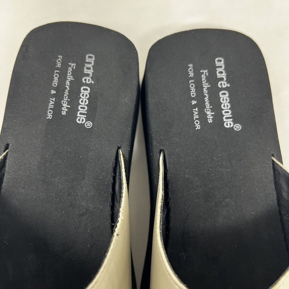 Andre Assous Featherweights Silver Ivory Leather Platform Heel Sandal Sz 7.5 - Picture 9 of 11